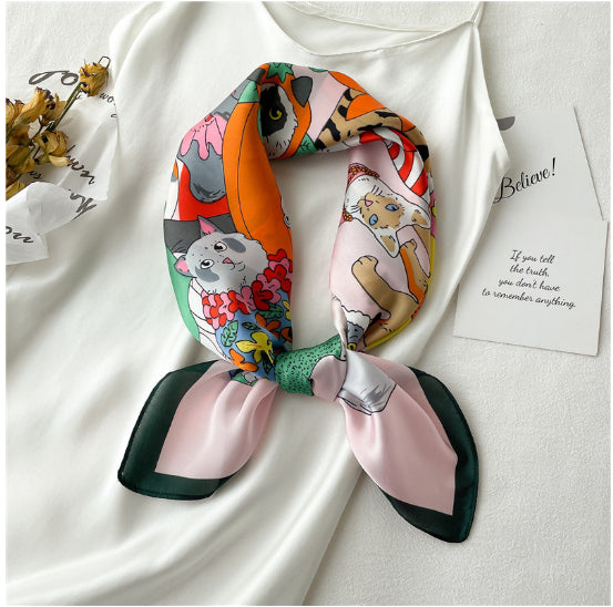 Spring And Summer Cartoon Cute Silk Scarf Decoration