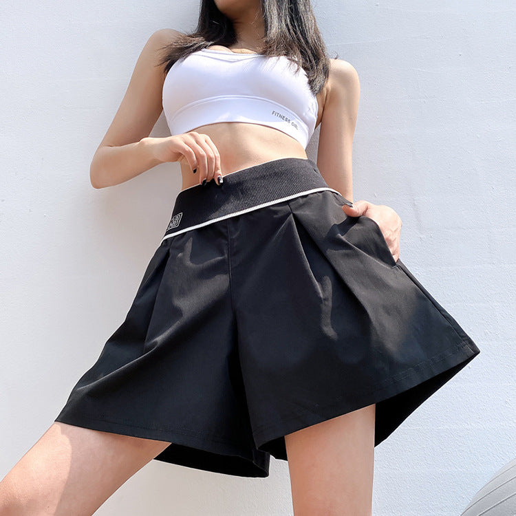 Fake Two-piece Fitness Pants Internet Celebrity Loose Track Pants Women's High Waist Quick-drying Anti-exposure Slimming Yoga Shorts Thin