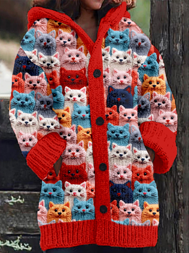 Womens Casual Cape Jacket With Abstract 3D Christmas Print