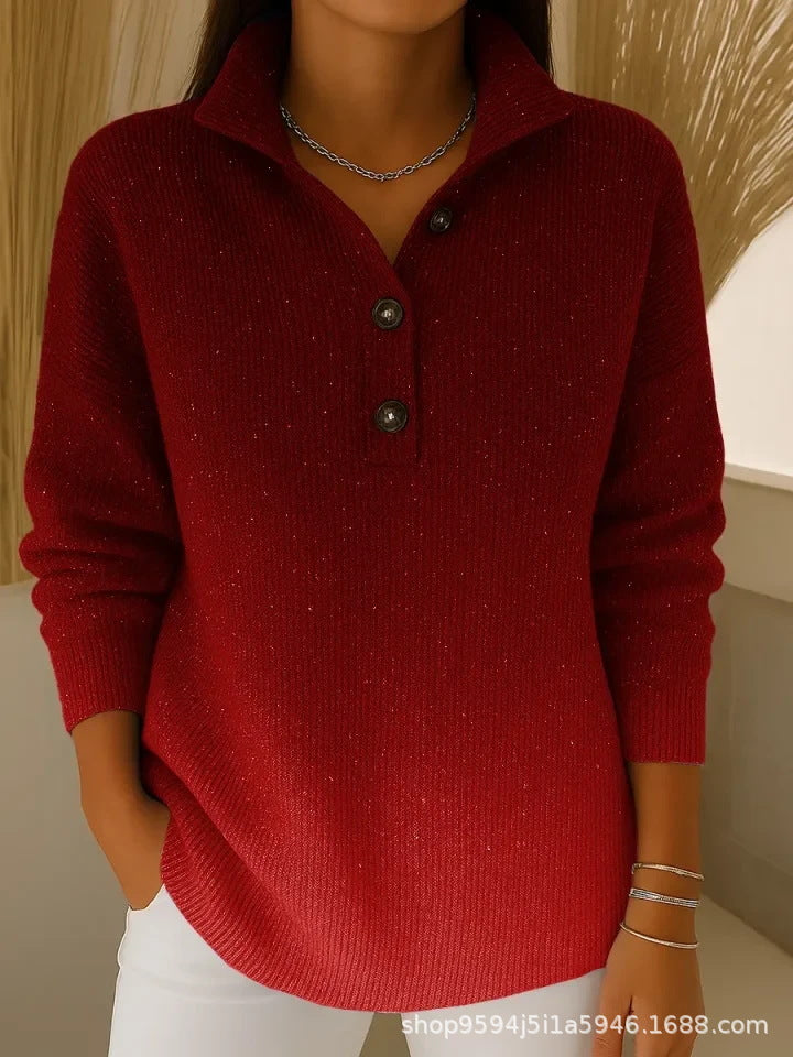 Simple Relaxed Fit Retro Long Sleeve Top For Women