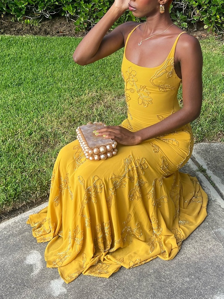 Elegant Beaded Maxi Slip Dress