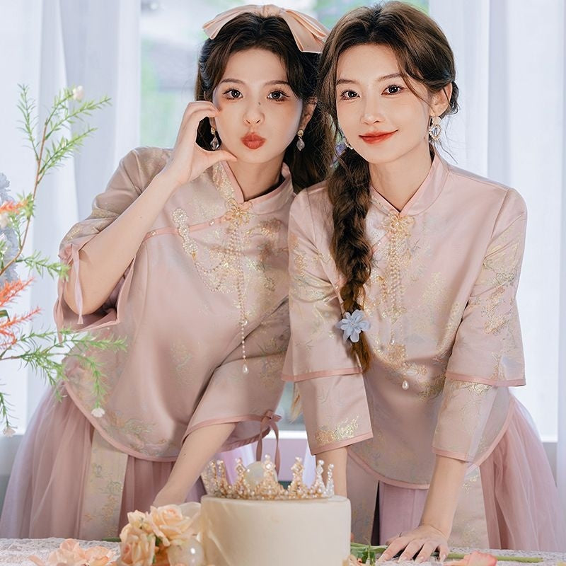 Polyester Women's Chinese Style Bridesmaid Dress