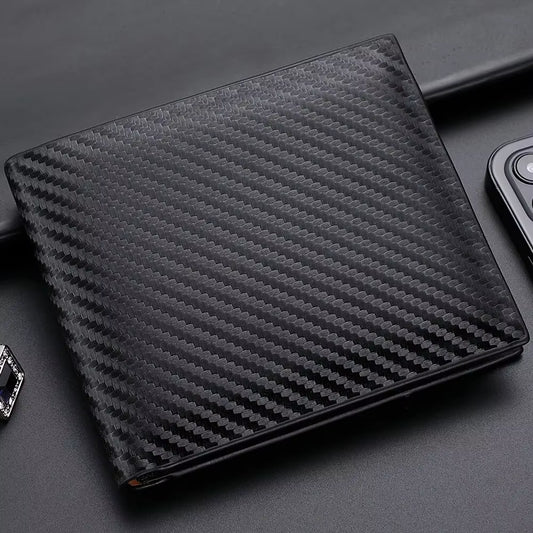 New Shot Carbon Fiber Short Wallet Men'S Card Bag Integrated Zipper Change Coin Purse Bag Holder Credit Card Holders