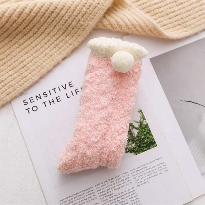 Autumn And Winter Coral Velvet Floor Socks