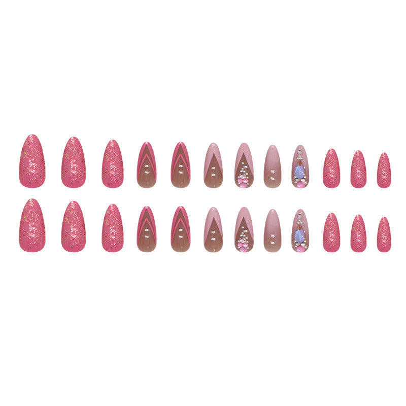 Almond Double French Fake Nails