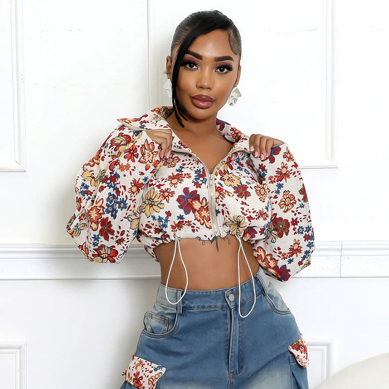 Short Coat Navel Drawstring Yarn-dyed