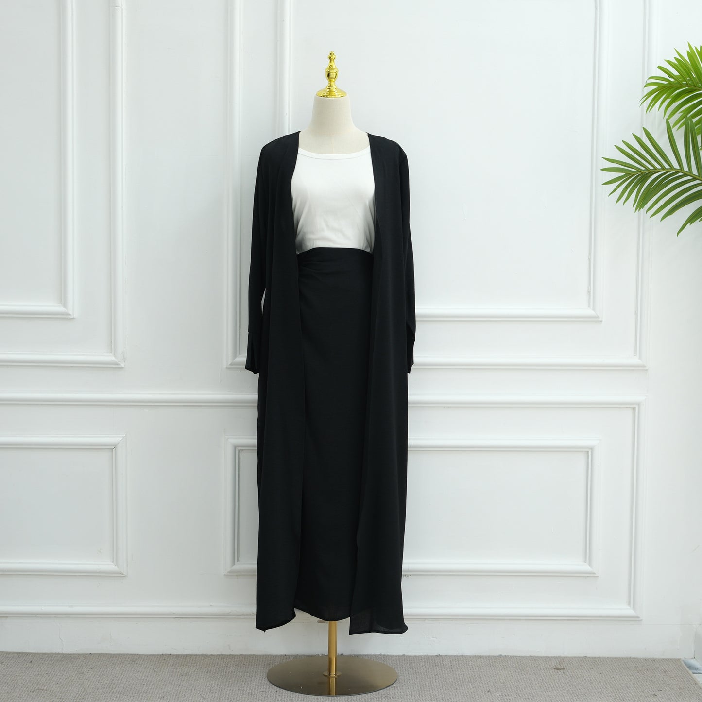 Fashion Solid Color Cardigan And Skirt Two-piece Set