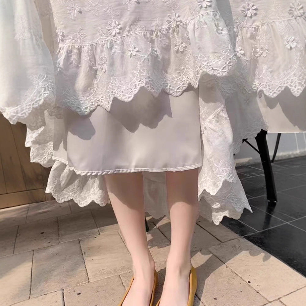 Stylish 3D Floral-embroidered Midi Dress
