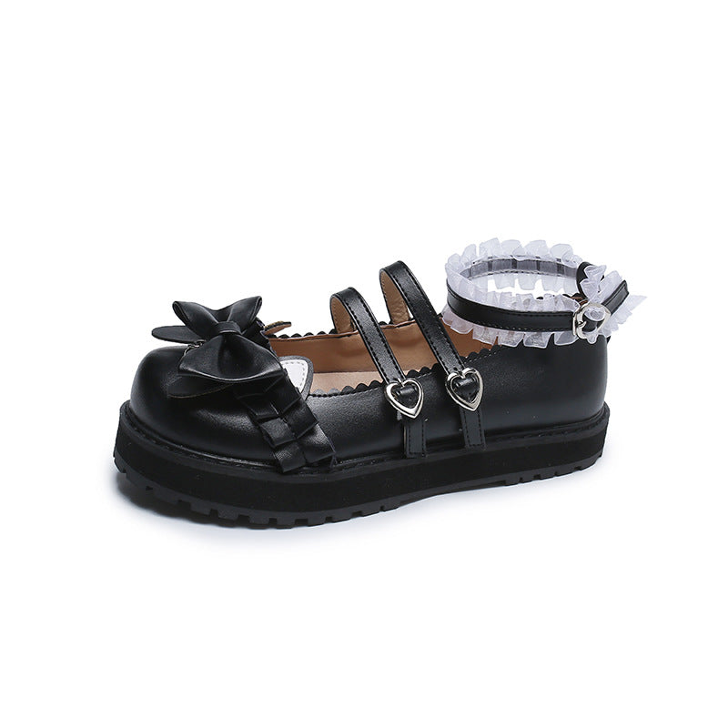 Round Toe Bow Lolita Jk Small Leather Shoes