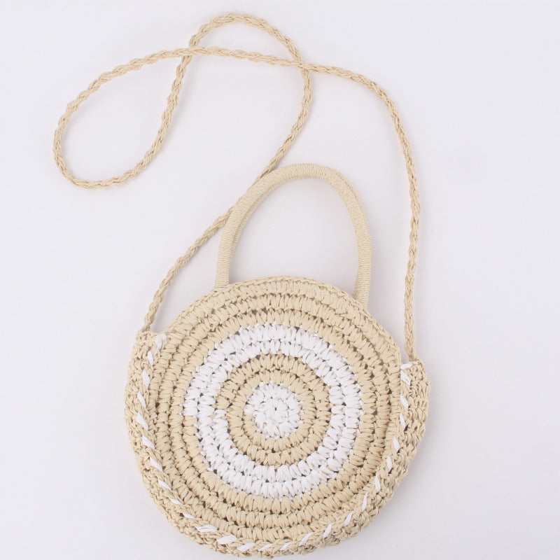 Beach Braided Bag Round Tote Shoulder