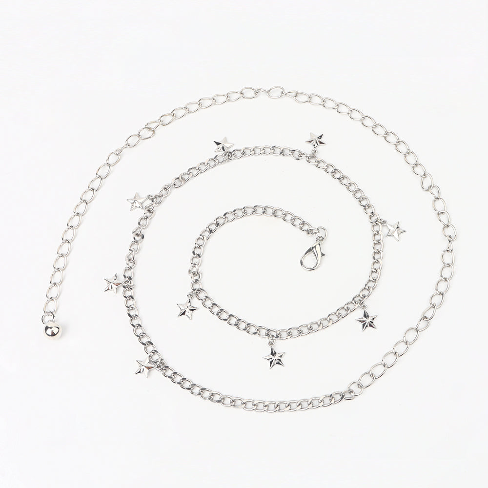 New Beautiful Ladies Waist Chain Star Moon Pendant Chain Simple And Versatile Elegant Dress Dress Evening Dress Accessories