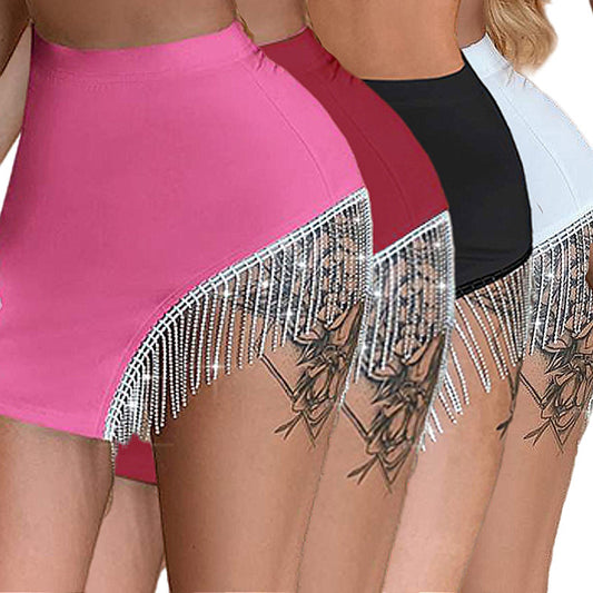 Design Fashion Rhinestone Tassel Skirt