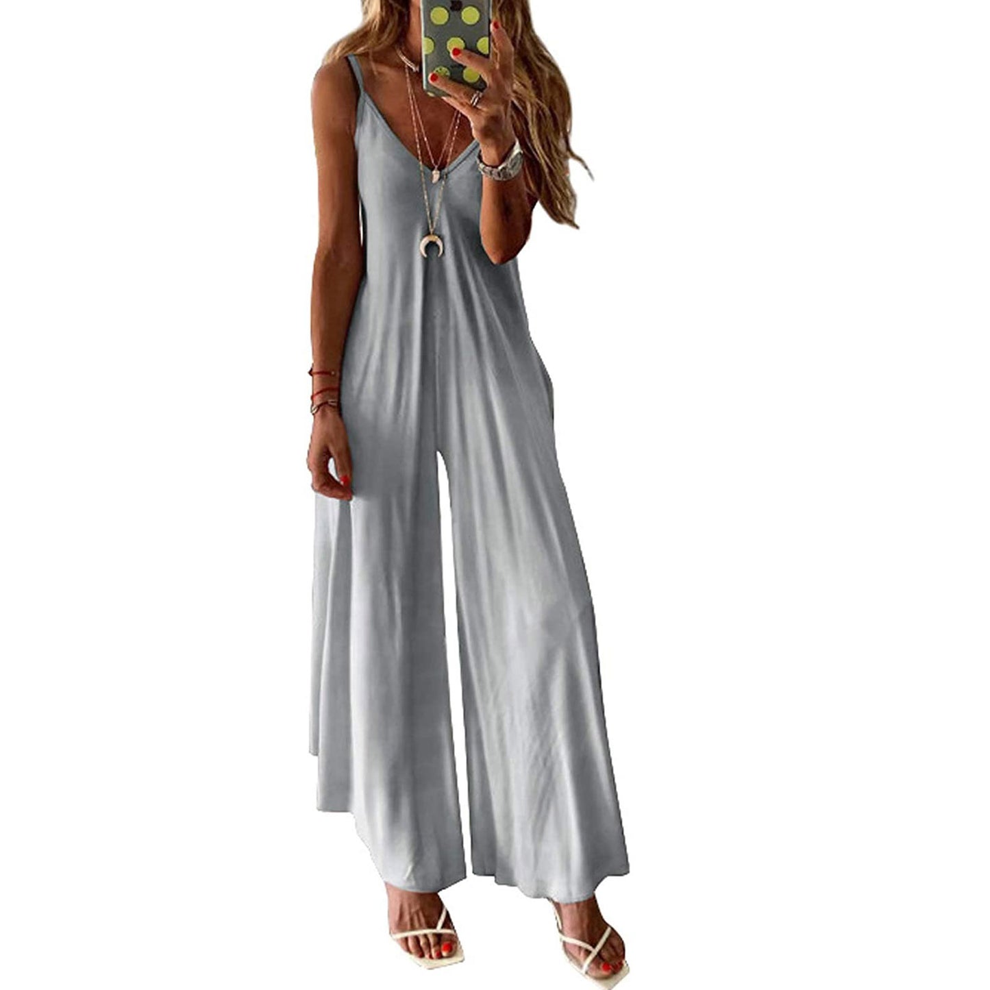 V-neck A Version Long Skirt Loose Plus Size Suspender Jumpsuit