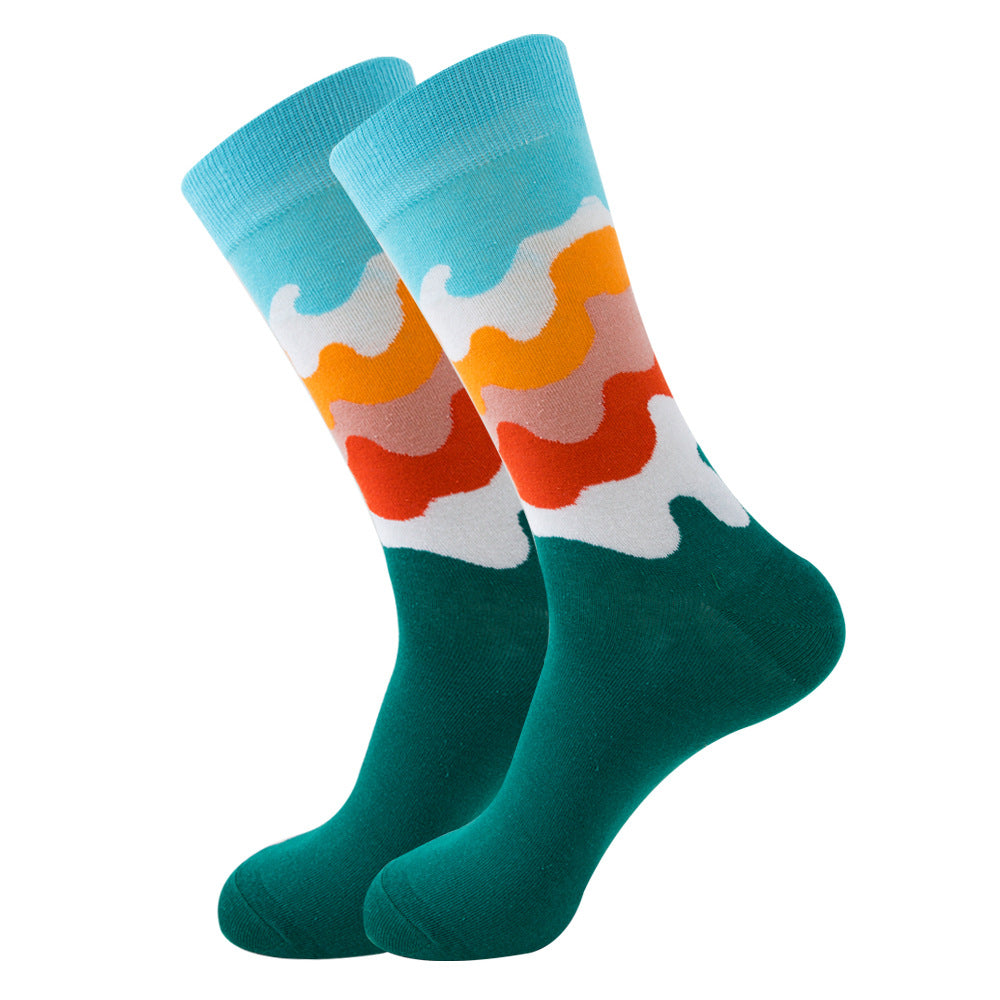 Fashion Square Mid-calf Wave Socks