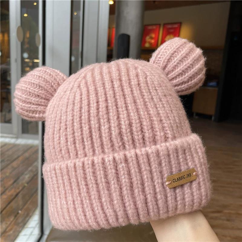 Autumn And Winter Bear Ears Wool Warm Hat