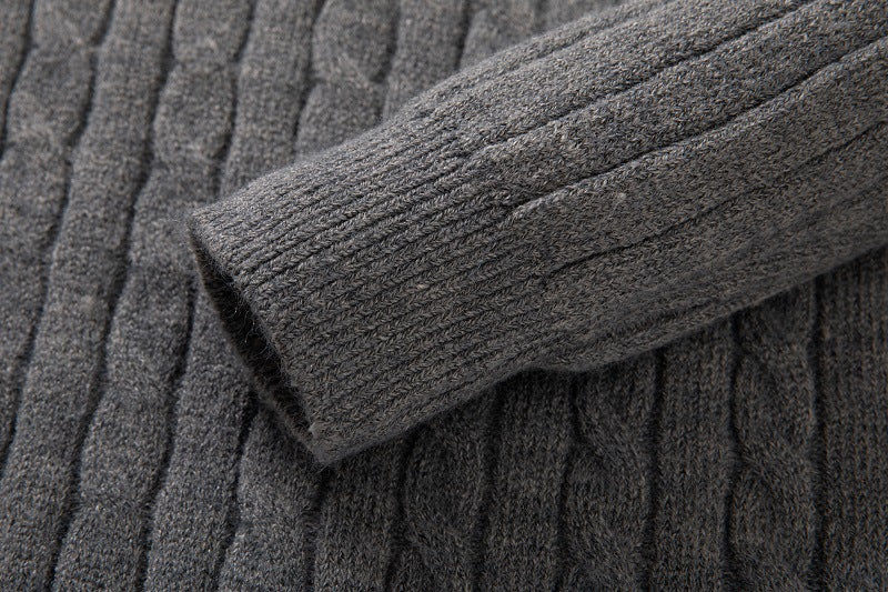 Men's Long Sleeve Twist Twist Half High Neck Zipper Knit