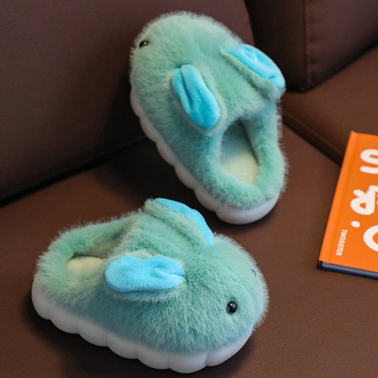 Winter Soft Sole Household Cartoon Cute Rabbit Big Medium And Small Children's Woolen Shoes