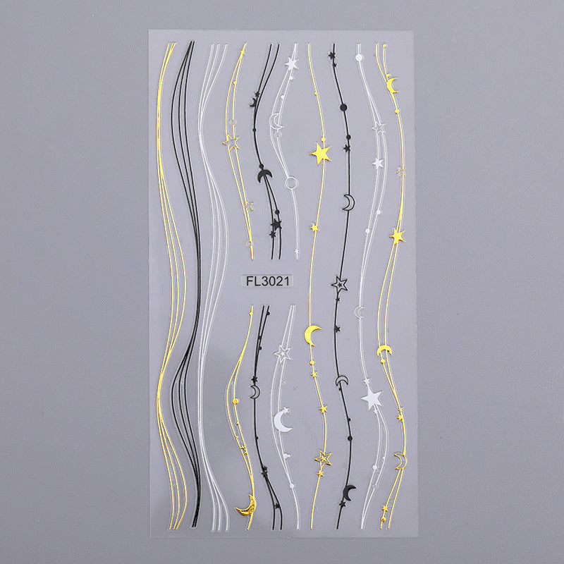 Nail Art 3d Hot Stamping Line Sticker Stripe Wave Adhesive Sticker