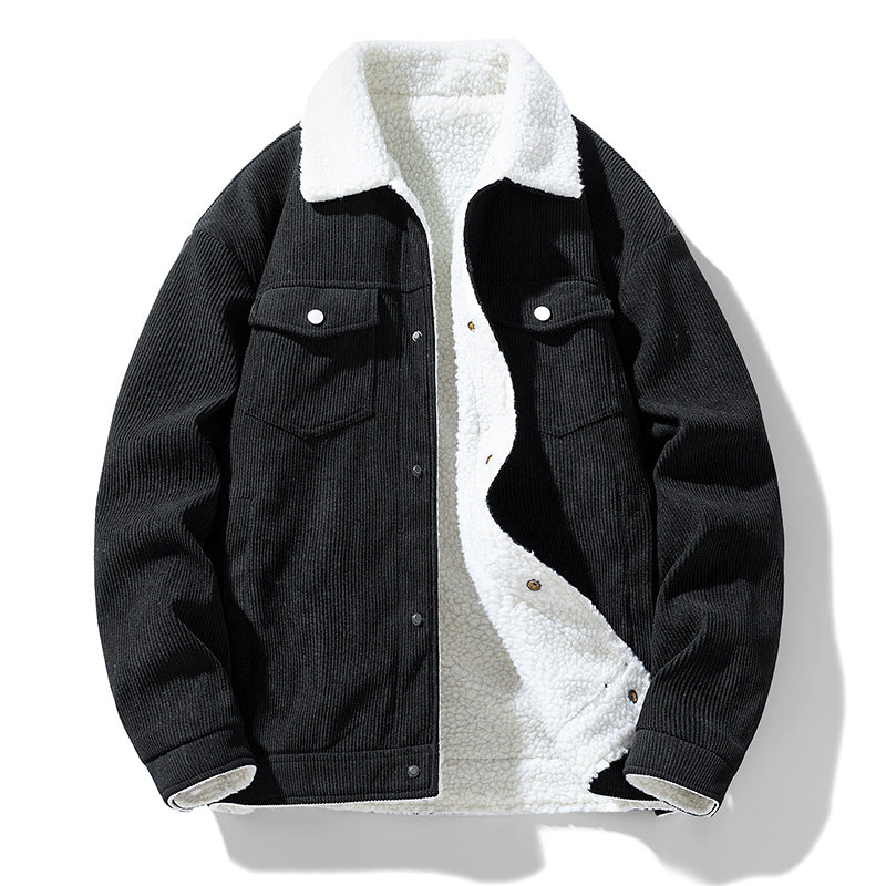 Retro Fashion Brand Fleece-lined Warm Lapel Cotton-padded Coat
