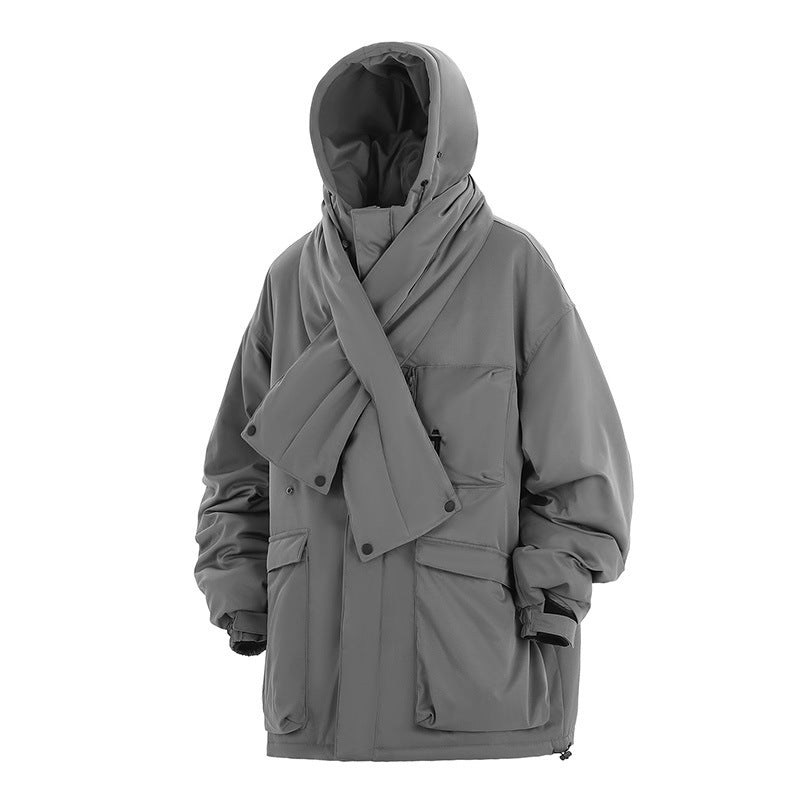 Winter New Turtleneck Collar Hooded Cotton Jacket Men
