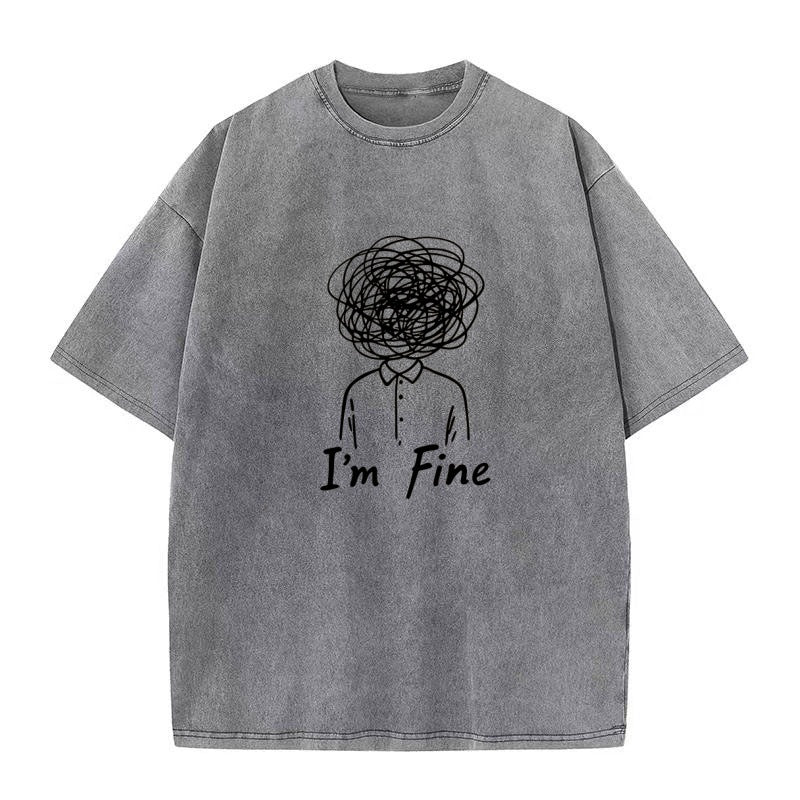 Pure Cotton Retro Washed Sports Shopping Home Leisure Short Sleeve