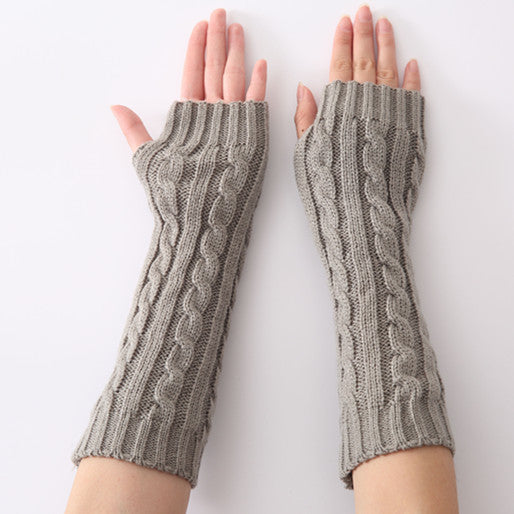 New Hemp Pattern Knitted Wool Fashion Half Finger Gloves