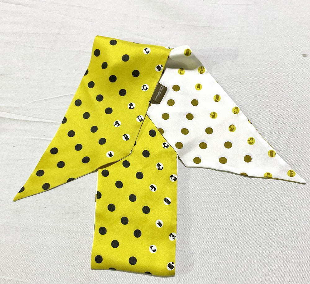 Polka dot double stitching small long scarf