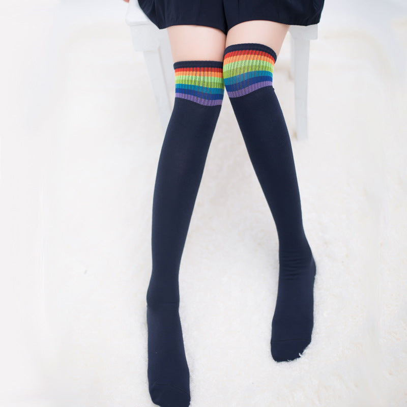Rainbow long socks fall and winter knee socks