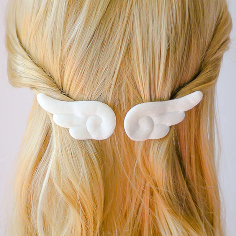 Plush angel wings hairpin headdress