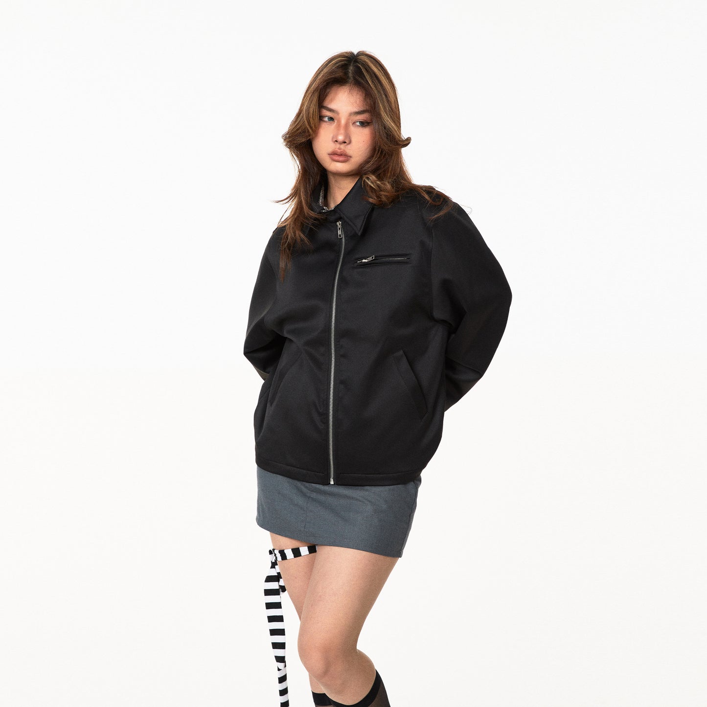 American Retro Solid Color Short Lapels Jacket