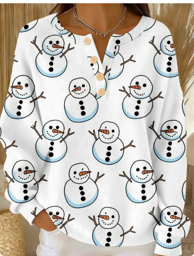 Woolen Button V-Neck Women's Sweater