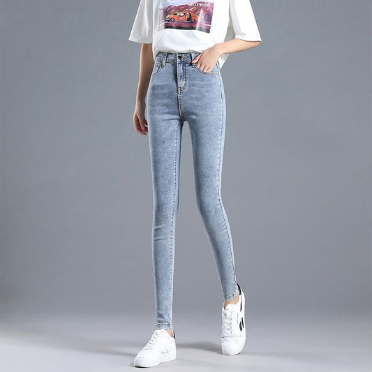 Fleece-lined Womens High-waisted Slim-fit Jeans