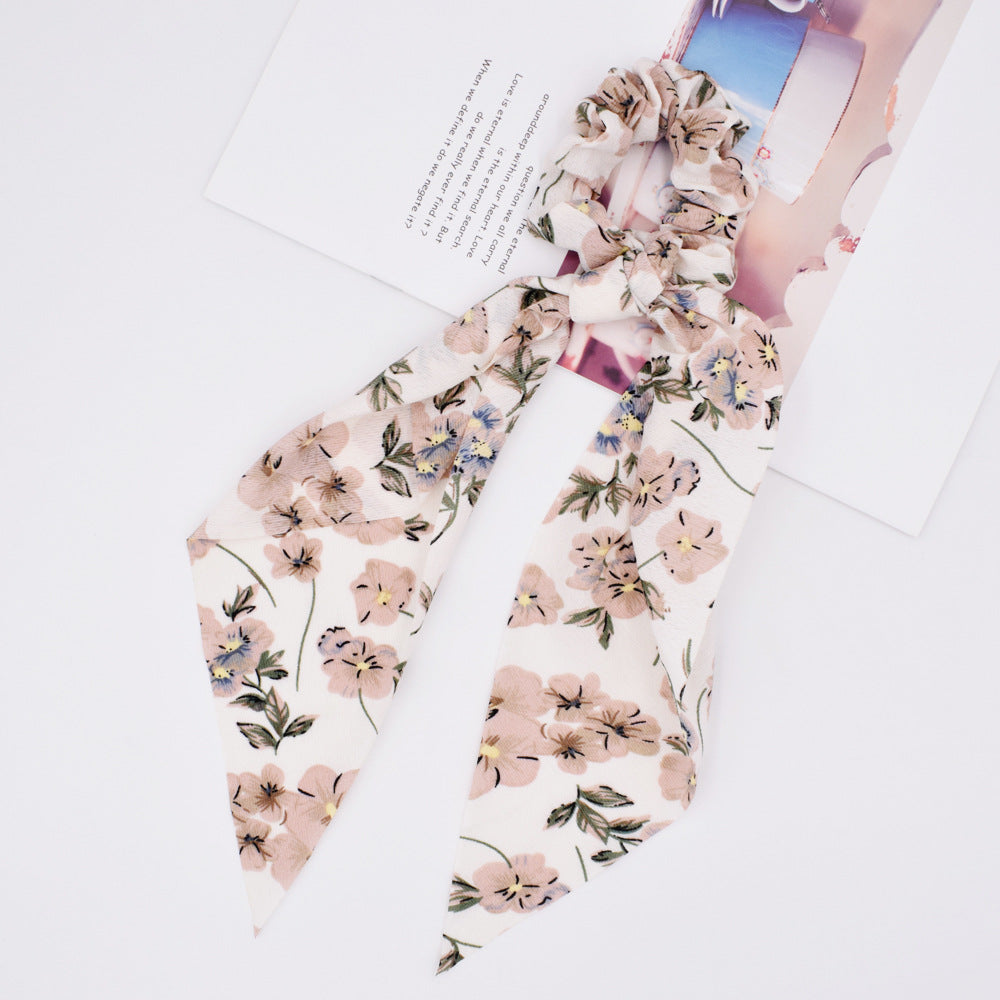 Small floral ponytail long streamer hair band