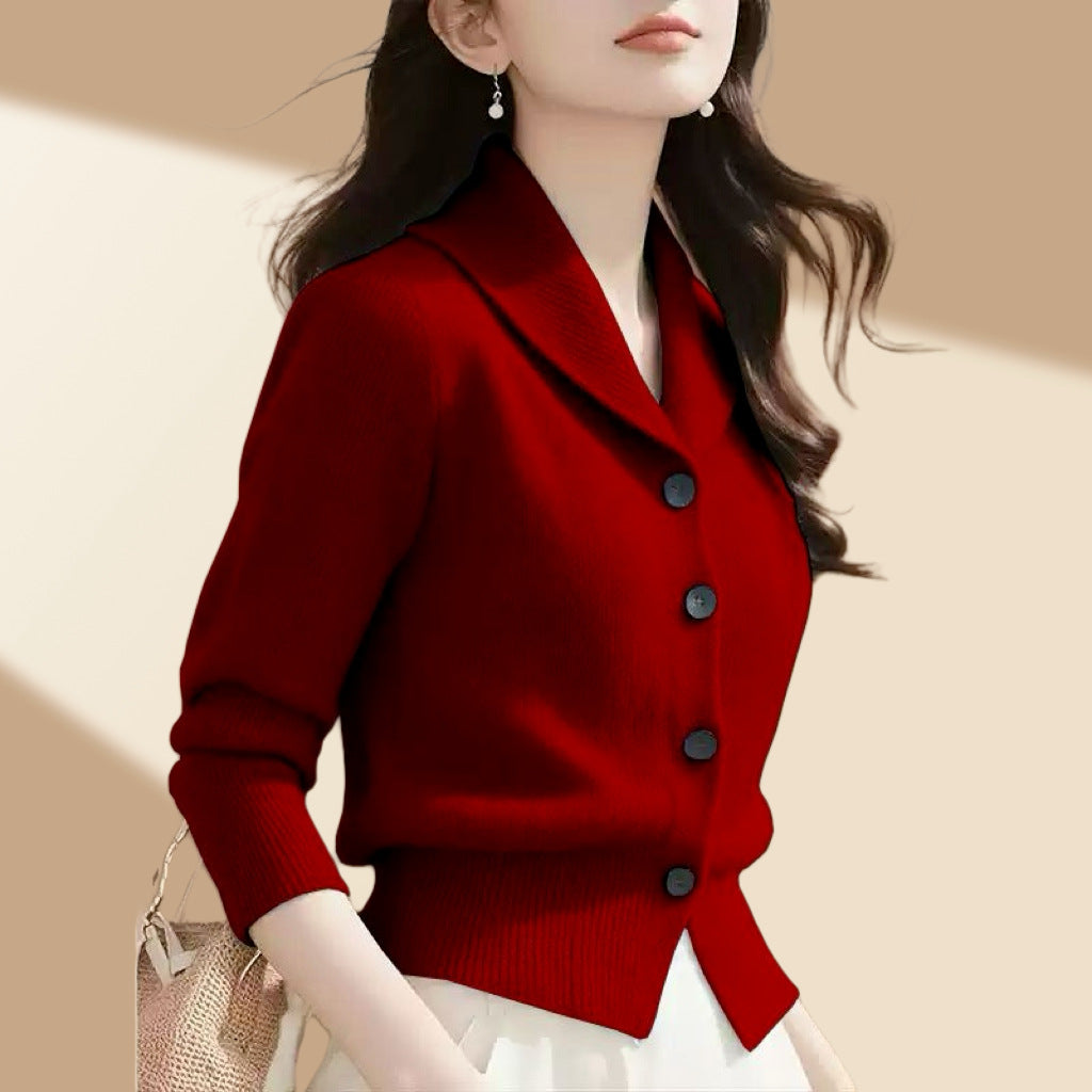 High-end Fashion Simple Commute Long-sleeved Button Cardigan Elegant Top