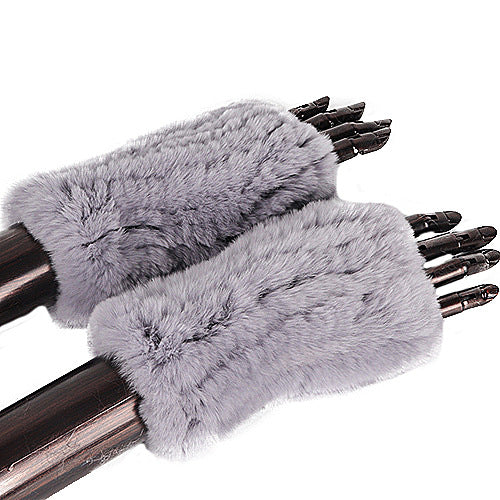 Rex Rabbit Fur Real Fur Cute Half Finger Thickened Gloves