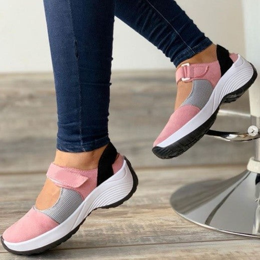 Round Head Casual Velcro Solid Color Low Top