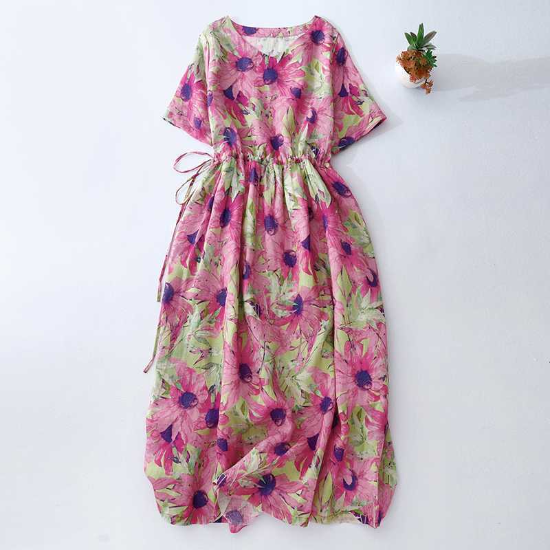 New Summer Ramie Printed Dress