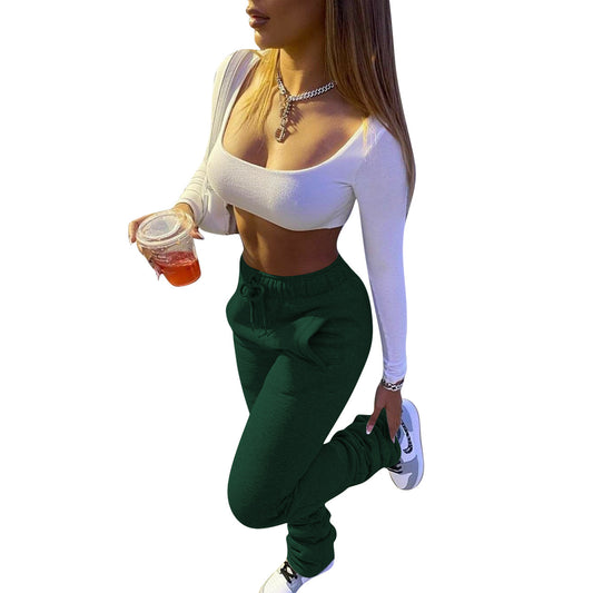 Women's Fashion Thick Stacking Casual Trousers