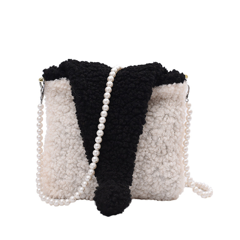 Hat Lamb Cashmere Color Matching Small Square Bag