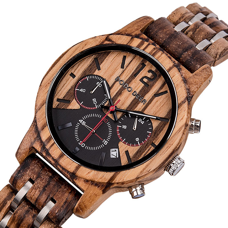 Men's casual wooden watch