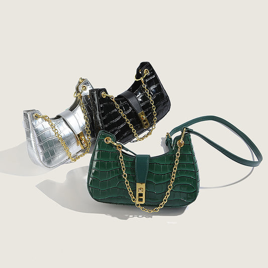 Fashionable Stone Pattern High-grade Shoulder Underarm Small Square Bag