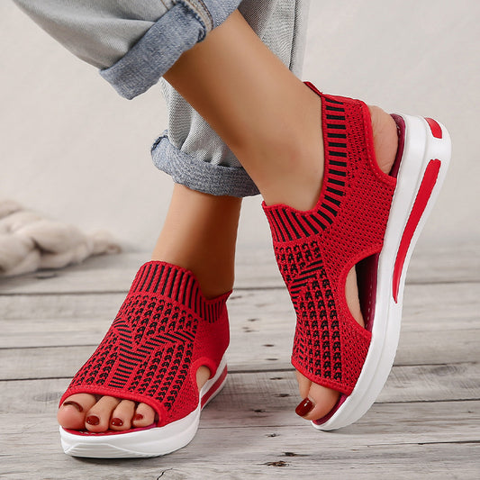 Blue Casual Plus Size Flyknit Sandals