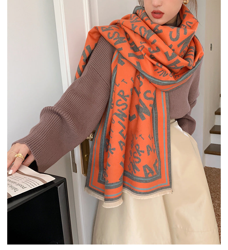 Imitation Cashmere Autumn Winter New Letter Scarf