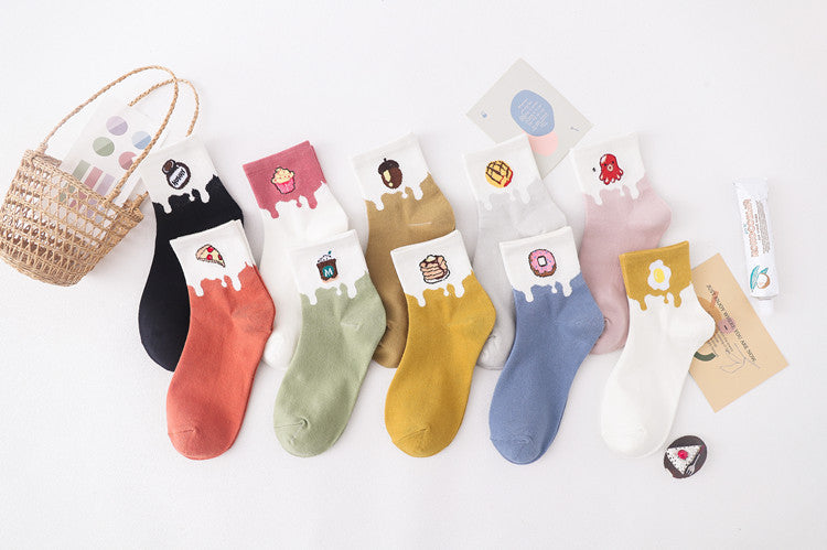 Sweet and cute color matching fruit short socks