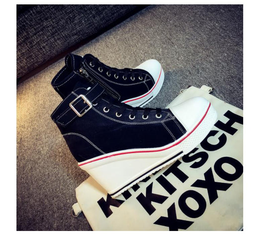 Women's New Side Zipper Wedges Canvas Shoes