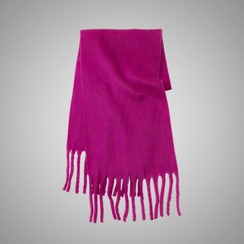 Mohair Casual Stil Blød Fluffy Ensfarvet Varmt Tørklæde