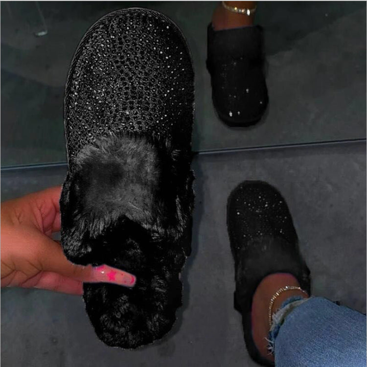 One-step home plush cotton slippers