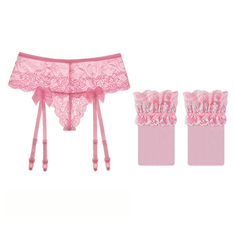 Lace perspective long garter socks