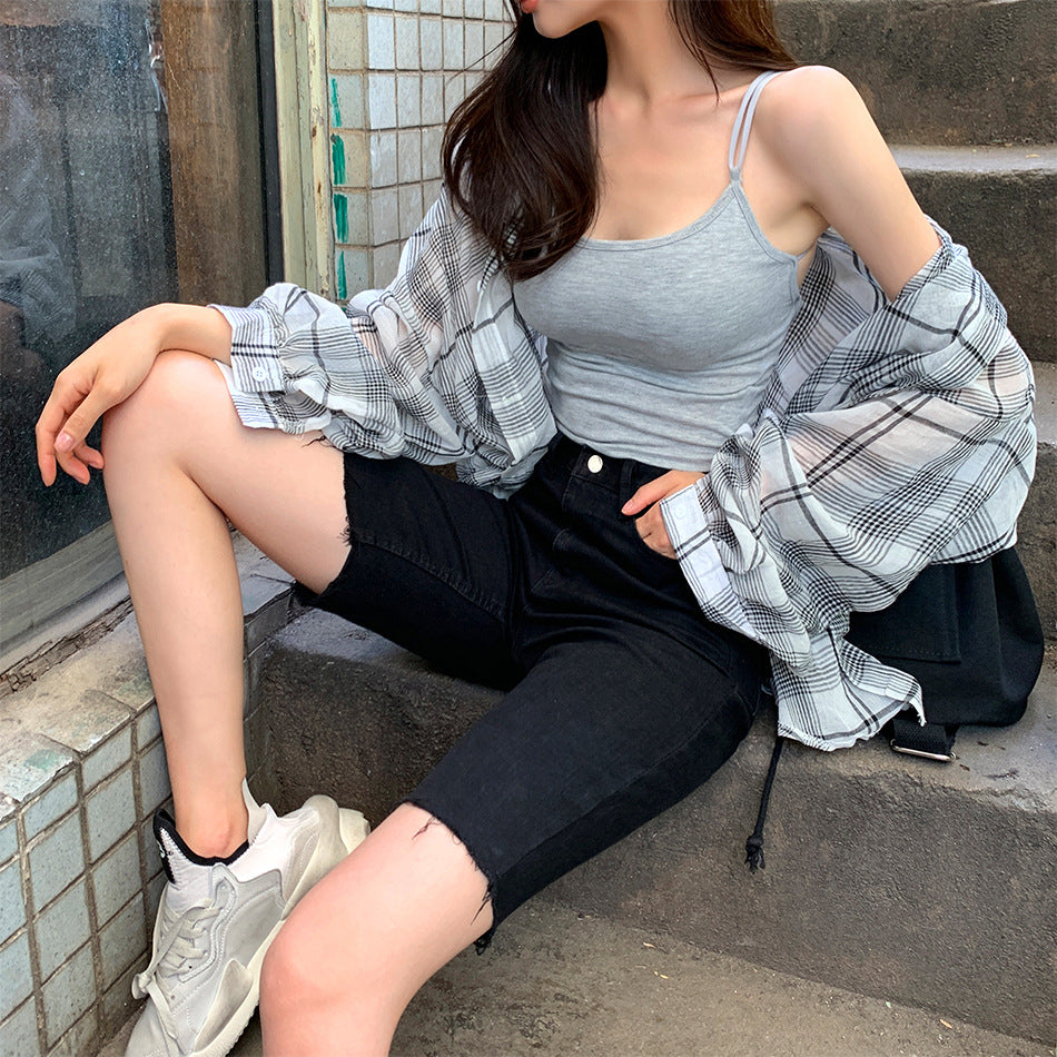 Black high waist slim jeans