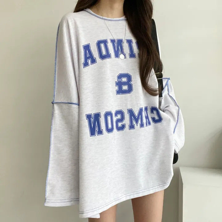 Design Sense Stitching Thickening Plus Size Top Korean Style Fleece-lined Sweater